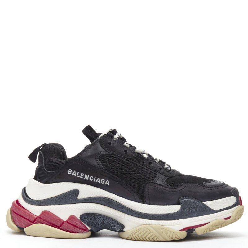 Balenciaga Triple S Black Mesh White Red Triple Sole Chunky Sneaker Eu37, Women's