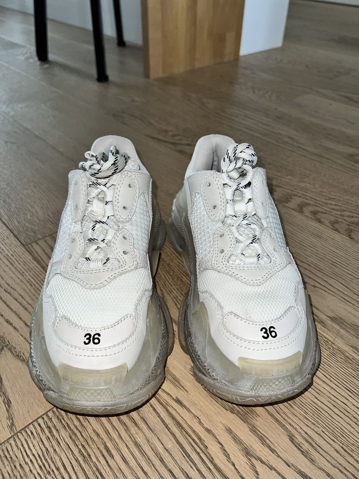 Balenciaga Triple S Clear-Sole Chunky Sneakers in White, Women's (Size 5)