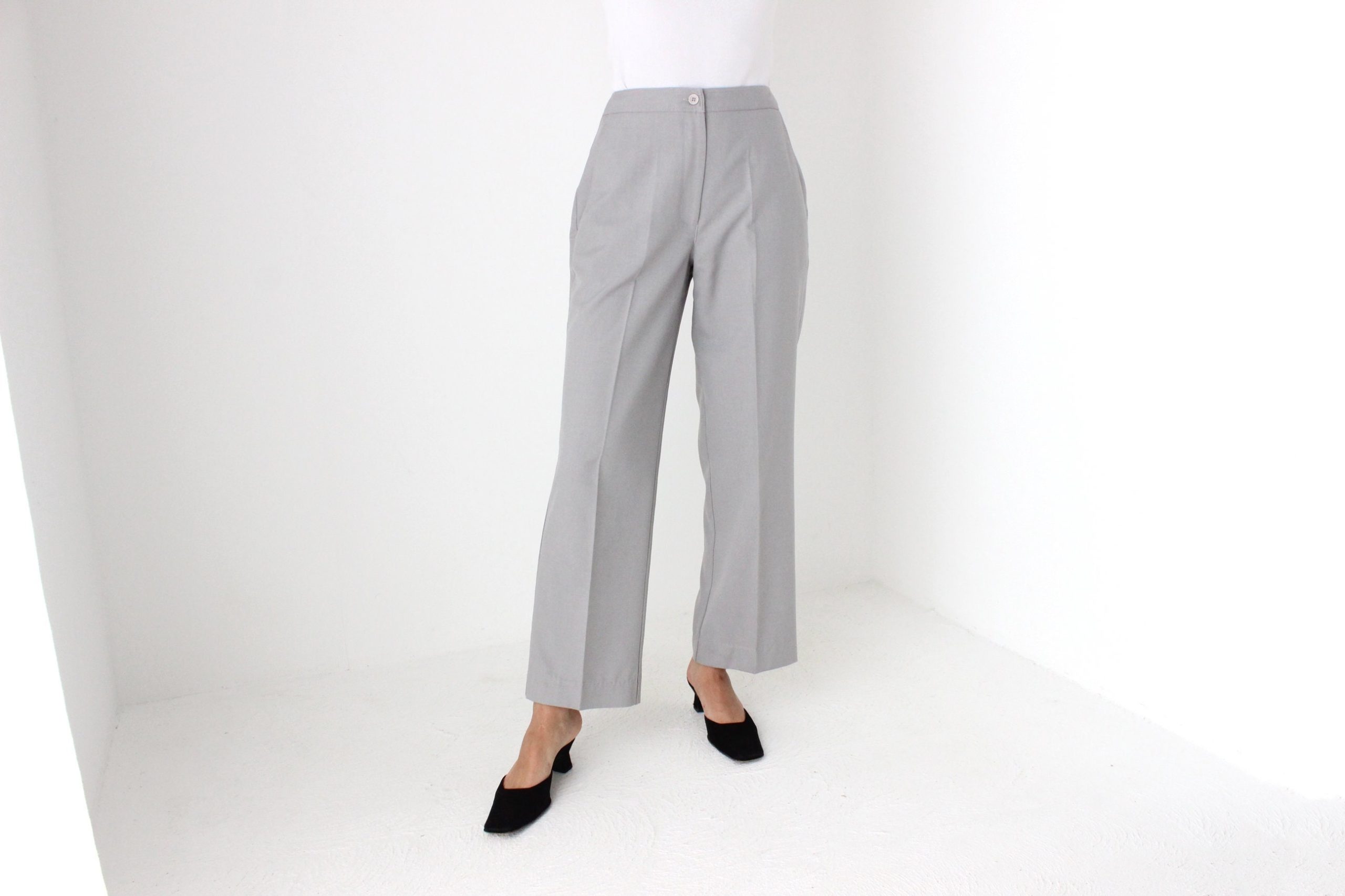 Balletcore 90S Pastel Minimal High Waist Cropped Trousers