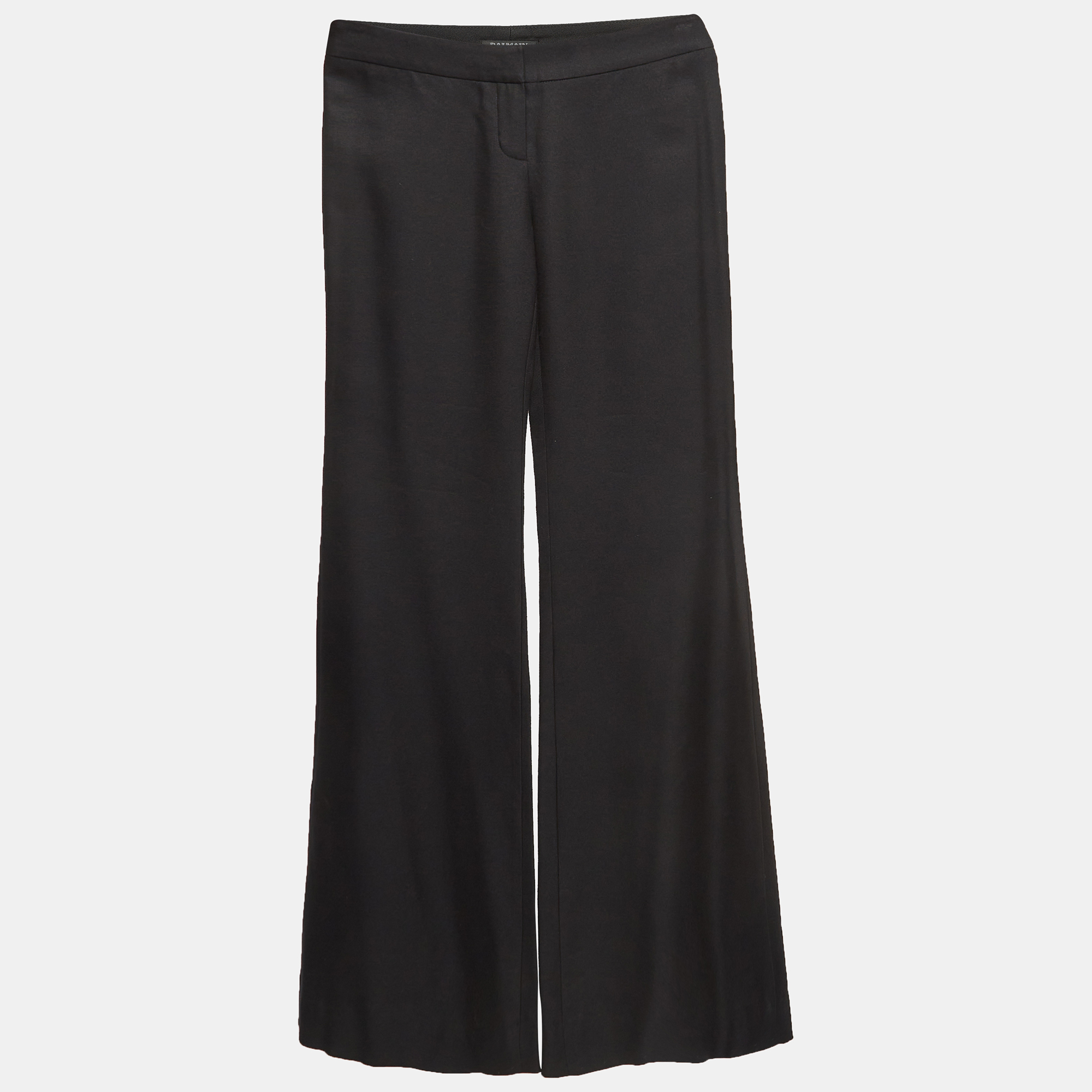 Balmain Black Gabardine Flared Trousers S