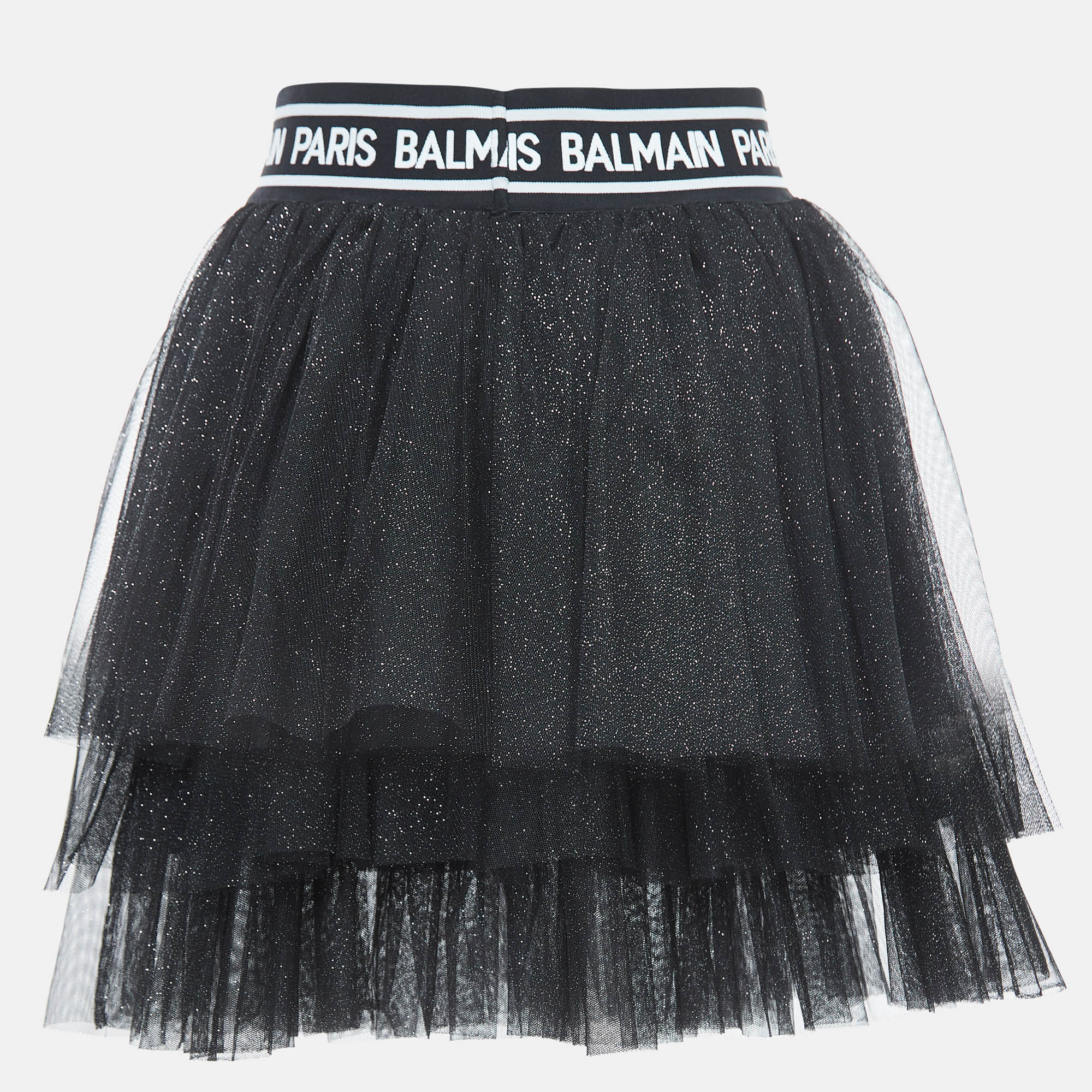 Balmain Black Glitter Tulle Tiered Skirt (14 Yrs)