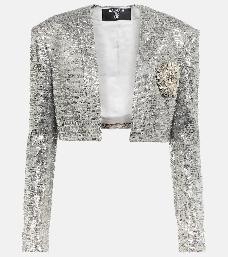 Balmain Cropped sequined blazer