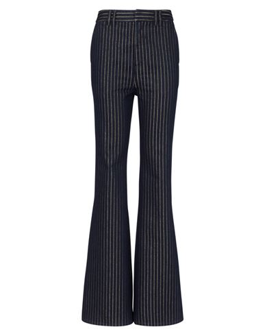 Balmain Flared Jeans With Lurex Stripes Woman Pants Blue Size 2 Cotton, Viscose, Metallic fiber