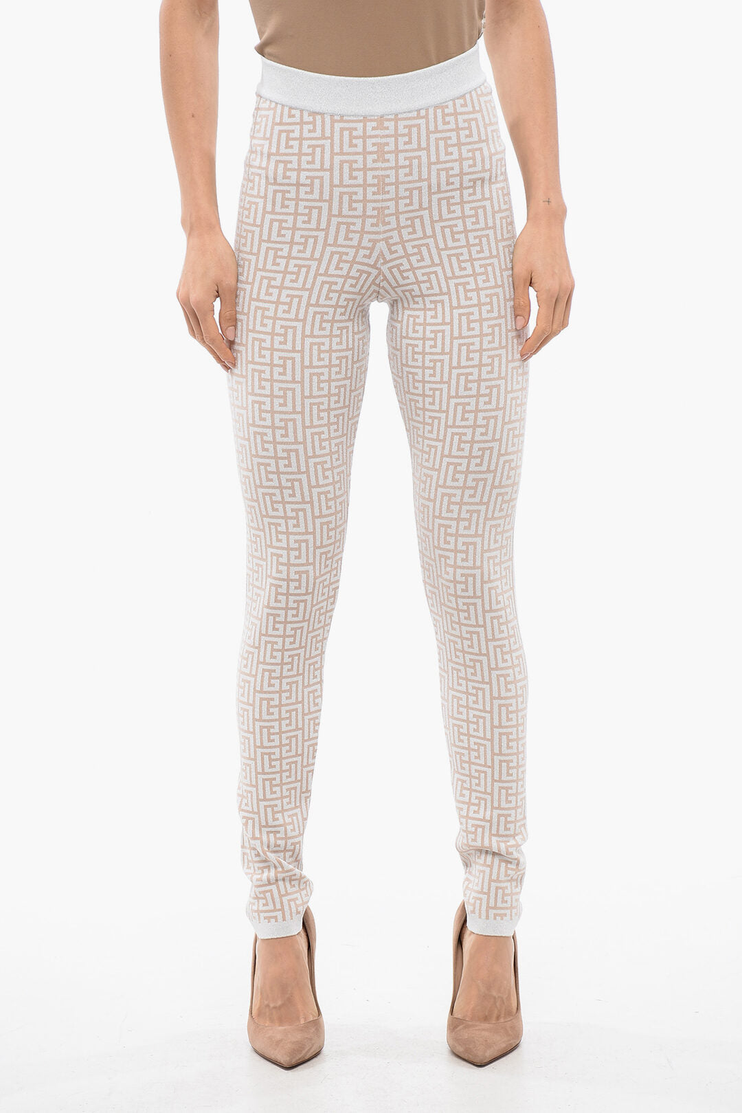 Balmain Glittered Monogram Leggings