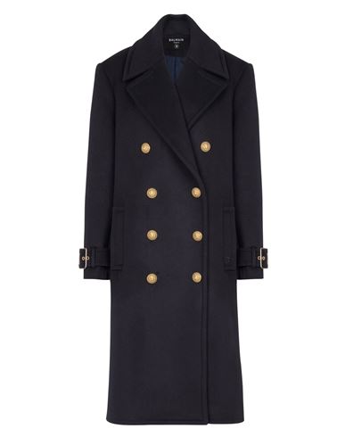 Balmain Oversized Double-breasted Coat Woman Coat Blue Size 2 Wool