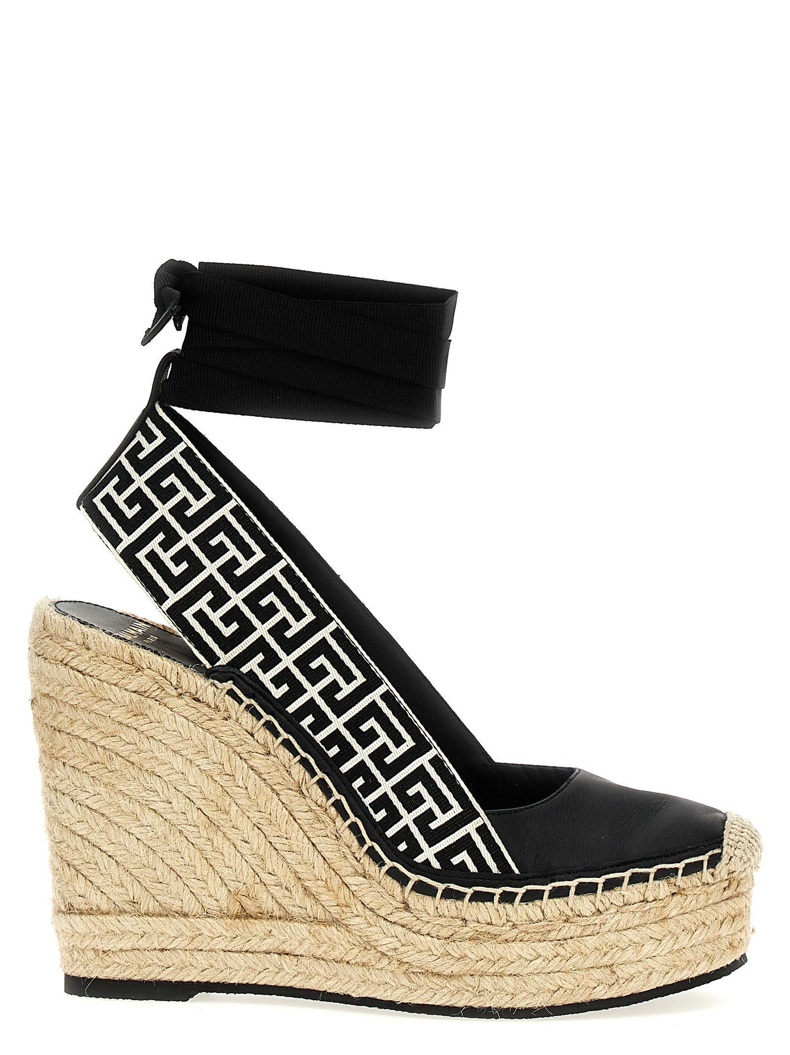 Balmain 'alex' Espadrilles Shoes in White/Black, Women's (Size 9)