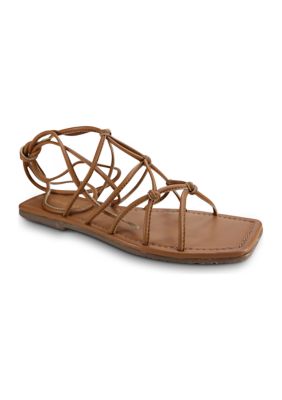 Band of Gypsies Women's WRAP-UP GLADIATOR FLAT LEATHER SANDAL, Tan, 8M