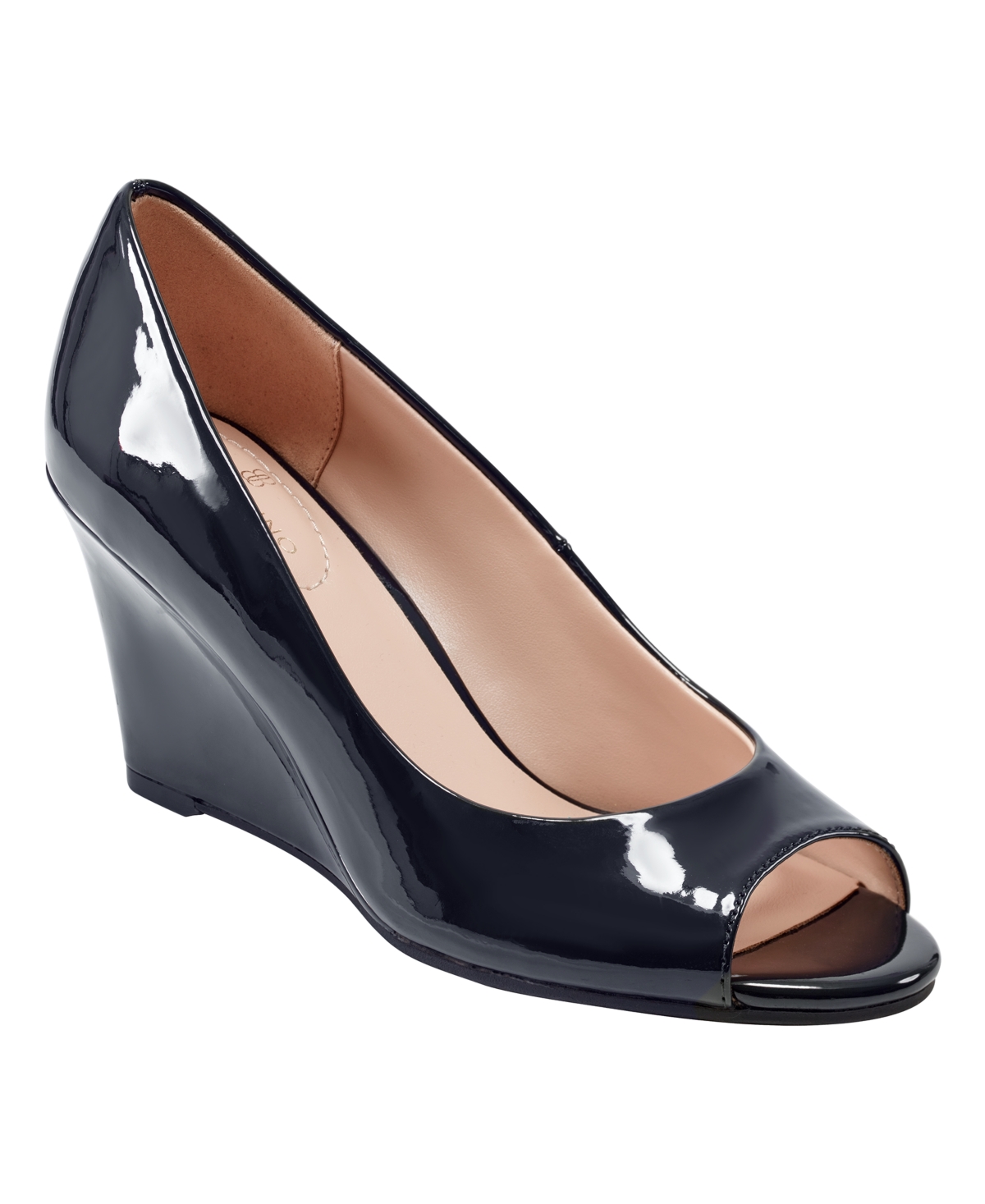 Bandolino Women's Tufflove Peep Toe Wedge Pumps - Navy Patent