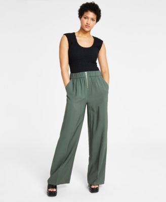 Bar Iii Womens Scoop Neck Bodysuit Wide Leg Pants Created For Macys