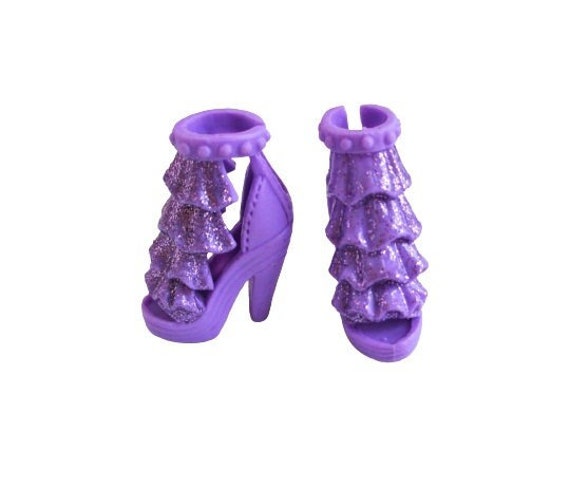 Barbie Shoes Mattel Doll Fashionistas Purple Fashionista Glitter Ruffle Platform High Heels Open Toe