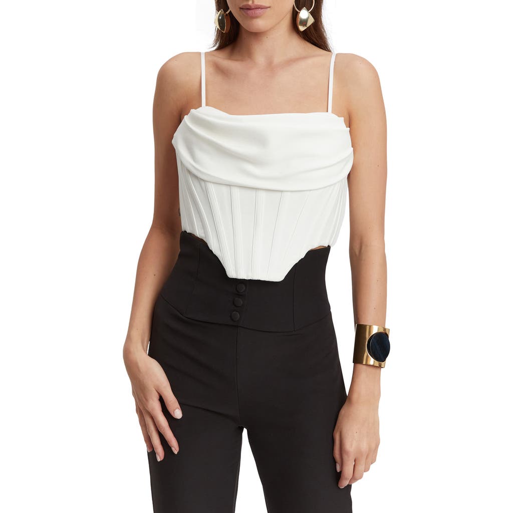 Bardot Jocosa Cowl Neck Corset Crop Top in Orchid White at Nordstrom, Size 2