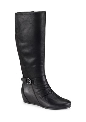 Baretraps Women's Sammy Wedge Boots - Wide Width Wide Calf, Black, 6W