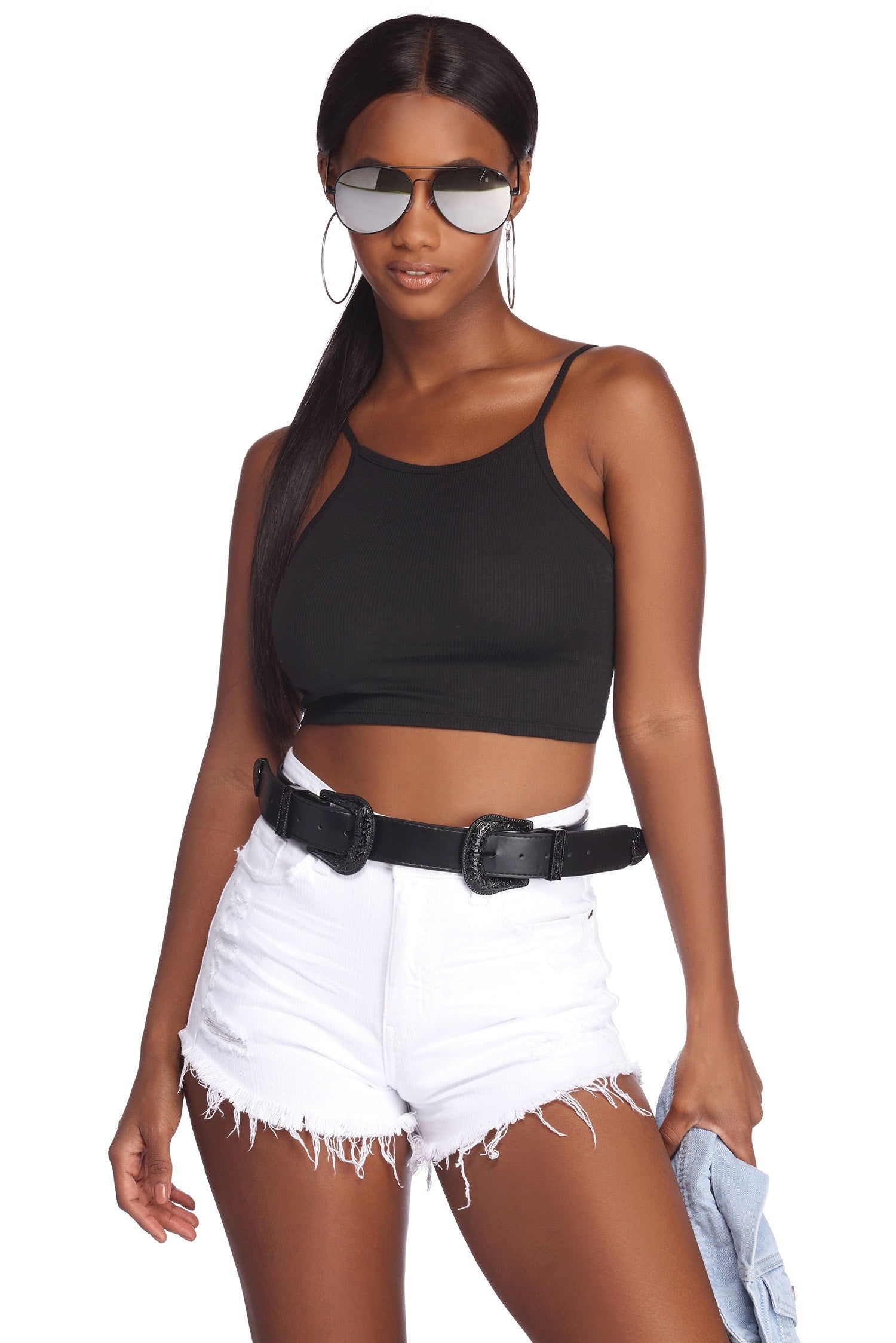 Basic High Neck Crop Top