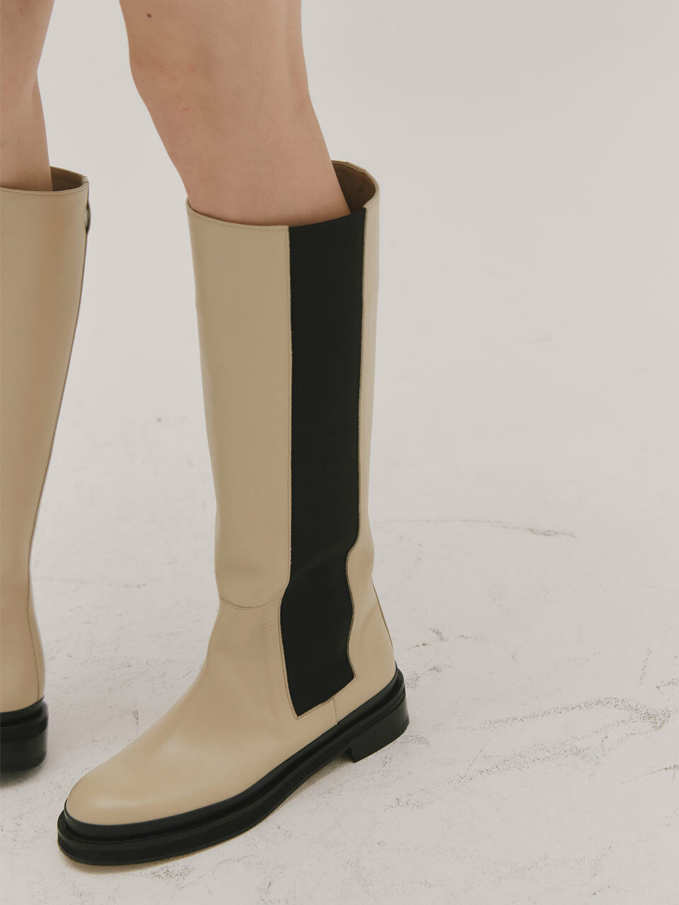 Basic Long Chelsea Boots - Beige (B21F48)