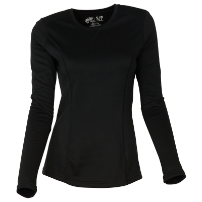 Bass Pro Shops Thermal Fleece Long-Sleeve Crew-Neck Top for Ladies - Black - M