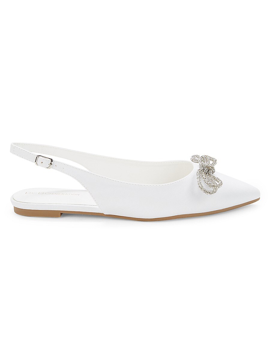 Bcbgeneration Women's Kristin Embellished Bow Slingback Mules - Bright White - Size 6