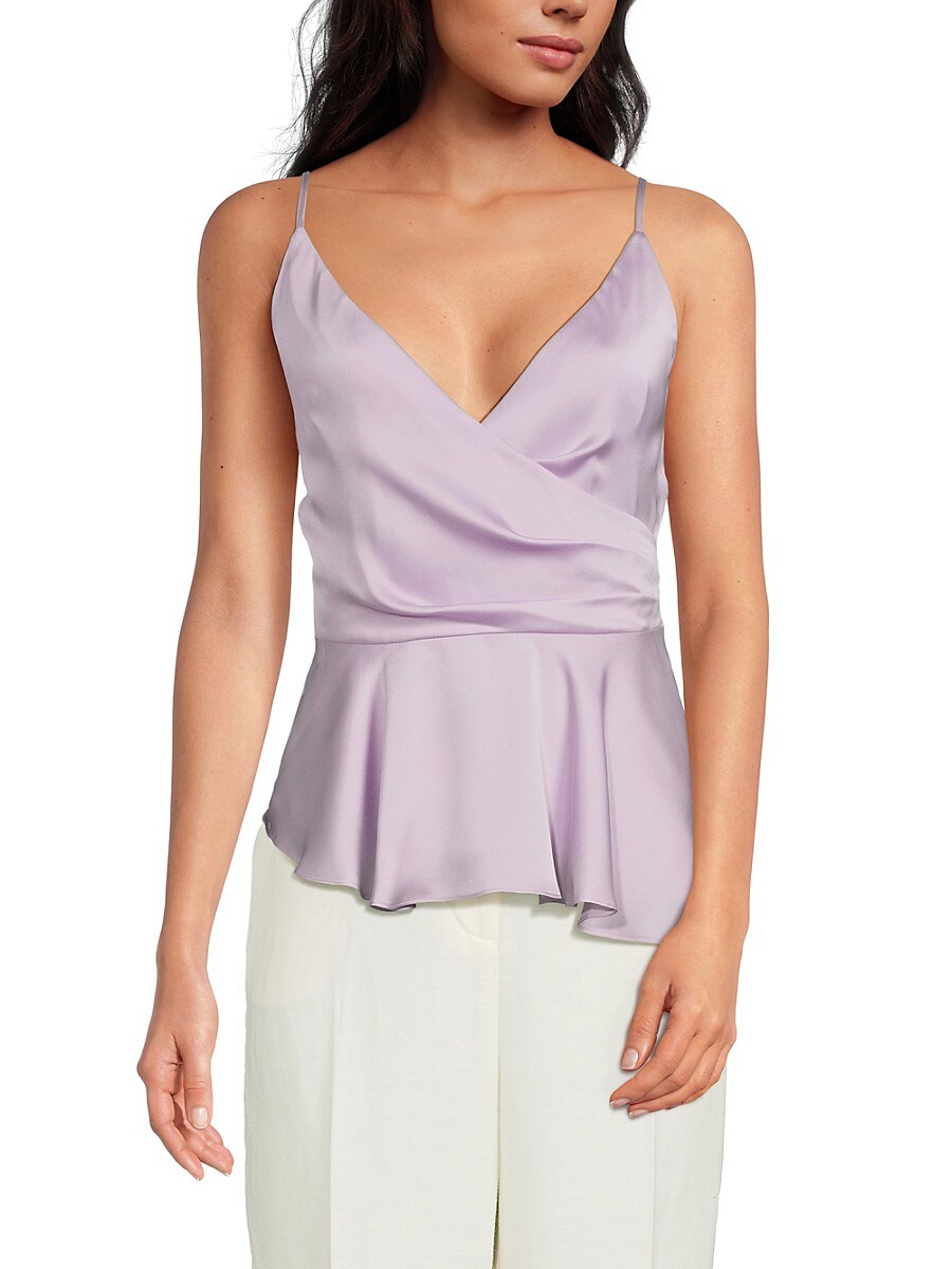 Bcbgmaxazria Women's Peplum Satin Top - Lilac - Size XS