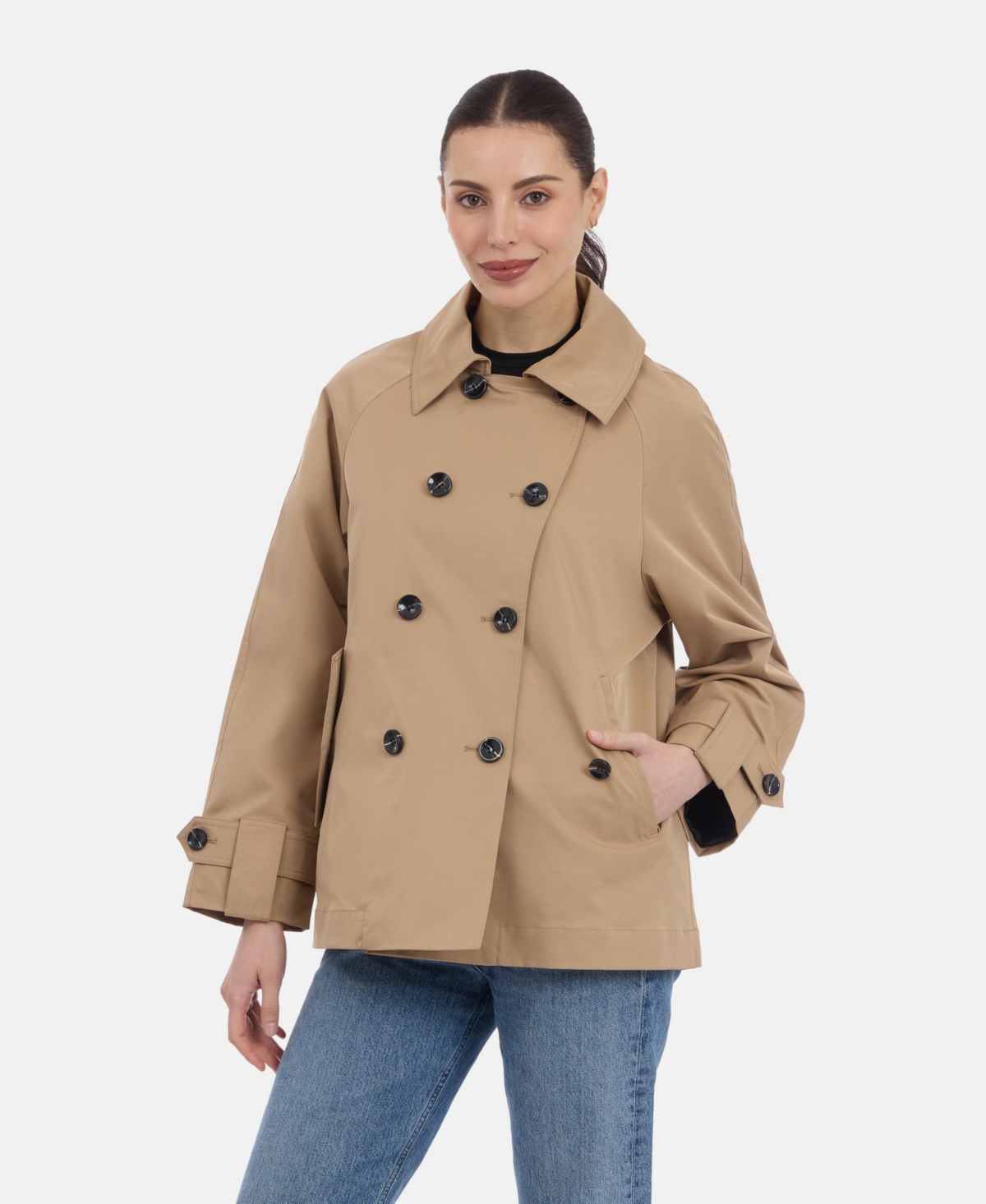 Bcbgmaxazria Women's Short Double Breasted Trench Coat - Camel