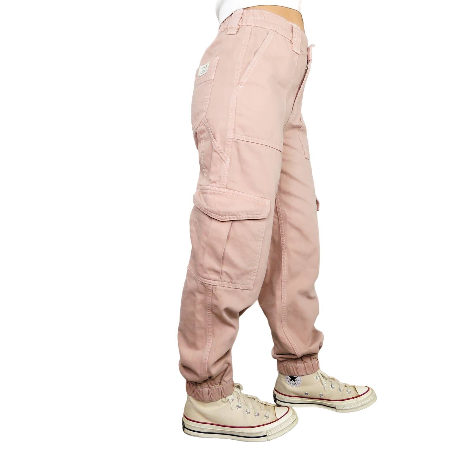 Bdg Urban Outfitters Pink Denim Baggy Cargo Jogger Pants 27, Women's