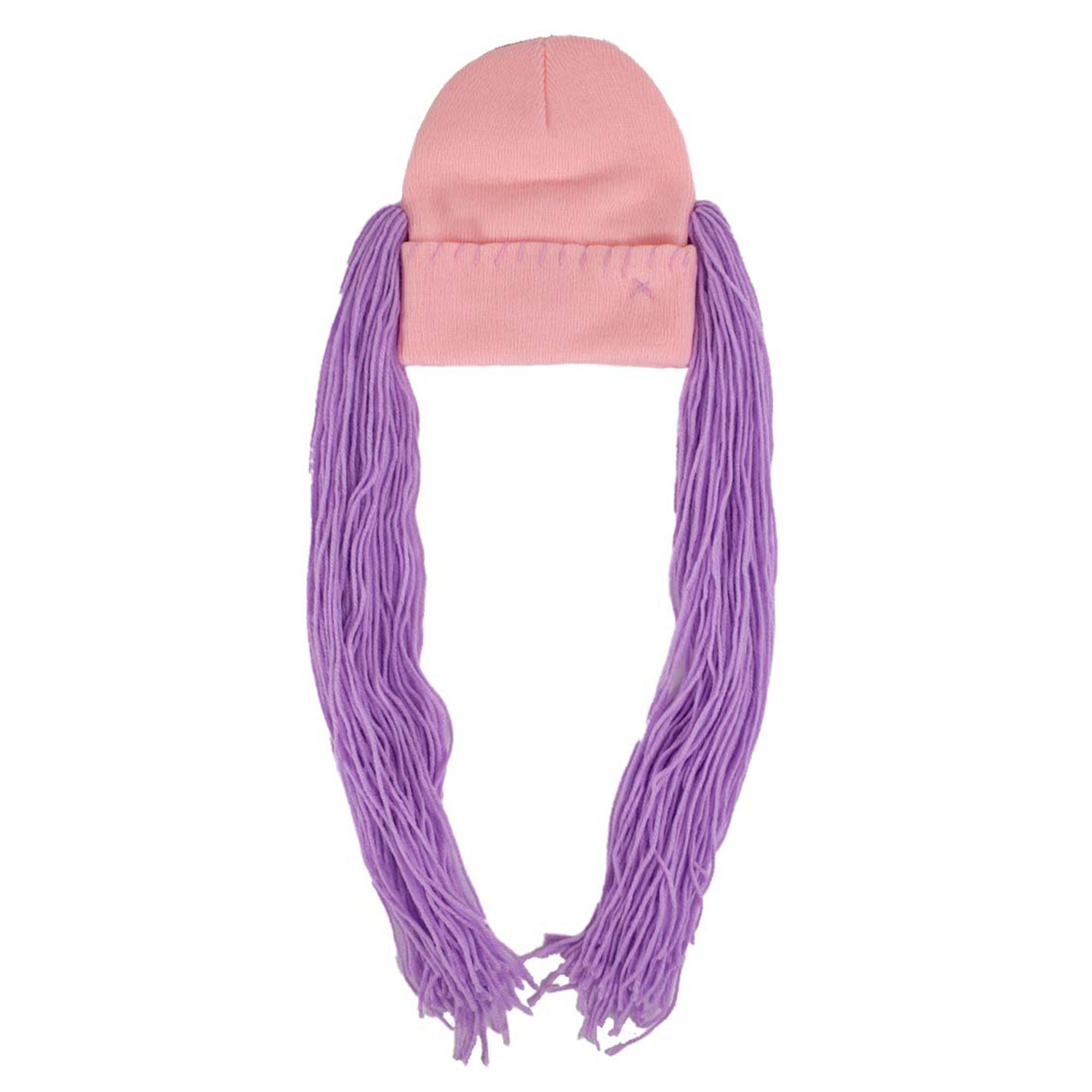 Beanie Womens Cute Streetwear Fashion Winter Cap Hat Pigtails Purple Hair Kawaii Pastel Goth Clothing Accessories