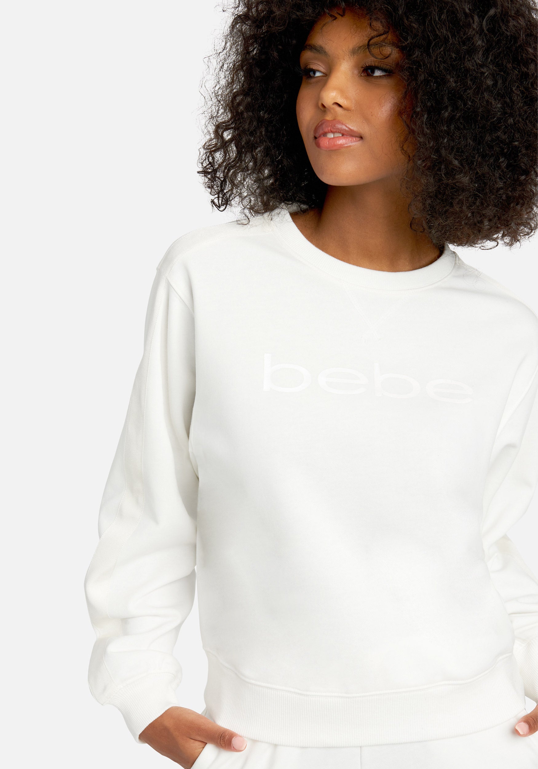 Bebe Logo Satin Tape Sweatshirt