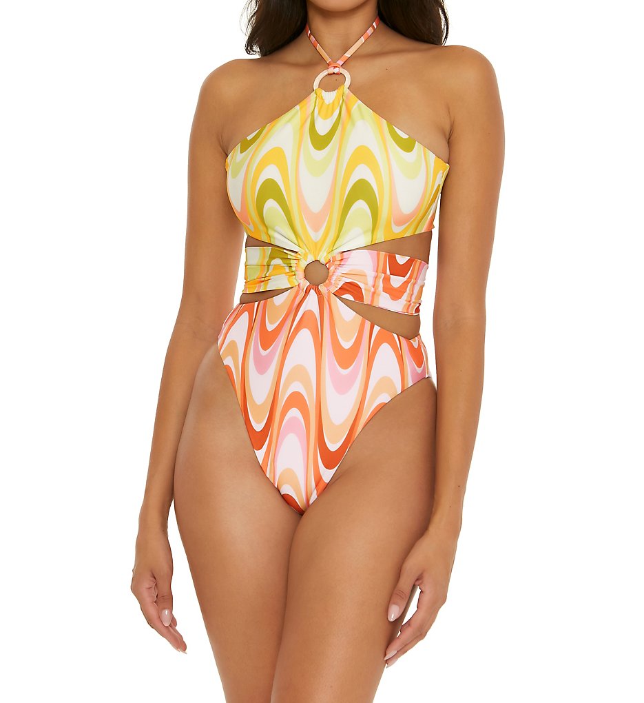 Becca Women's Whirlpool Margot High Neck Halter 1 Pc Swimsuit | Size Large | HerRoom.com