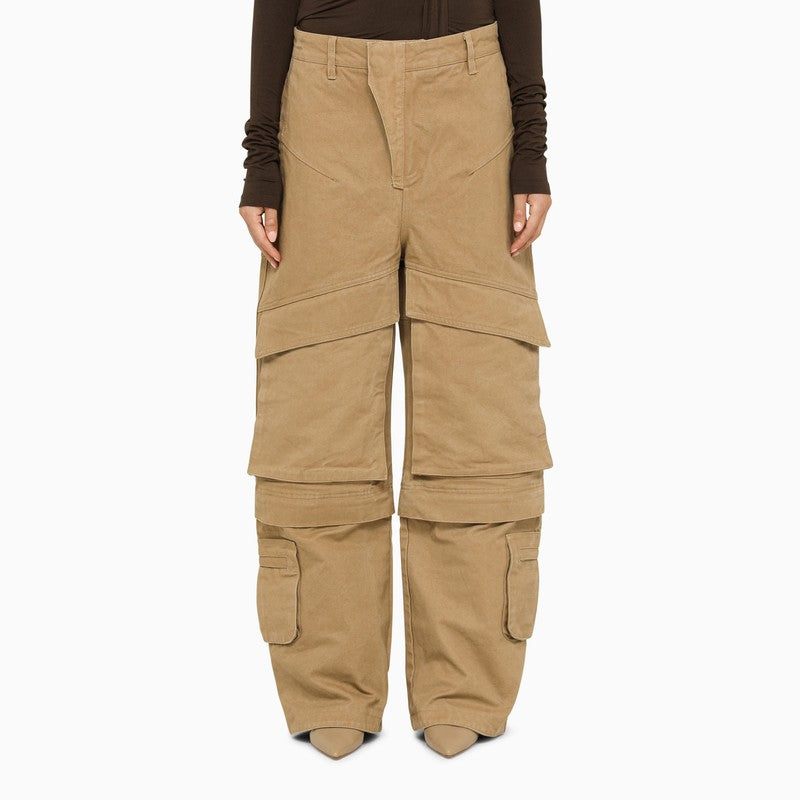 Beige Cotton Cargo Trousers