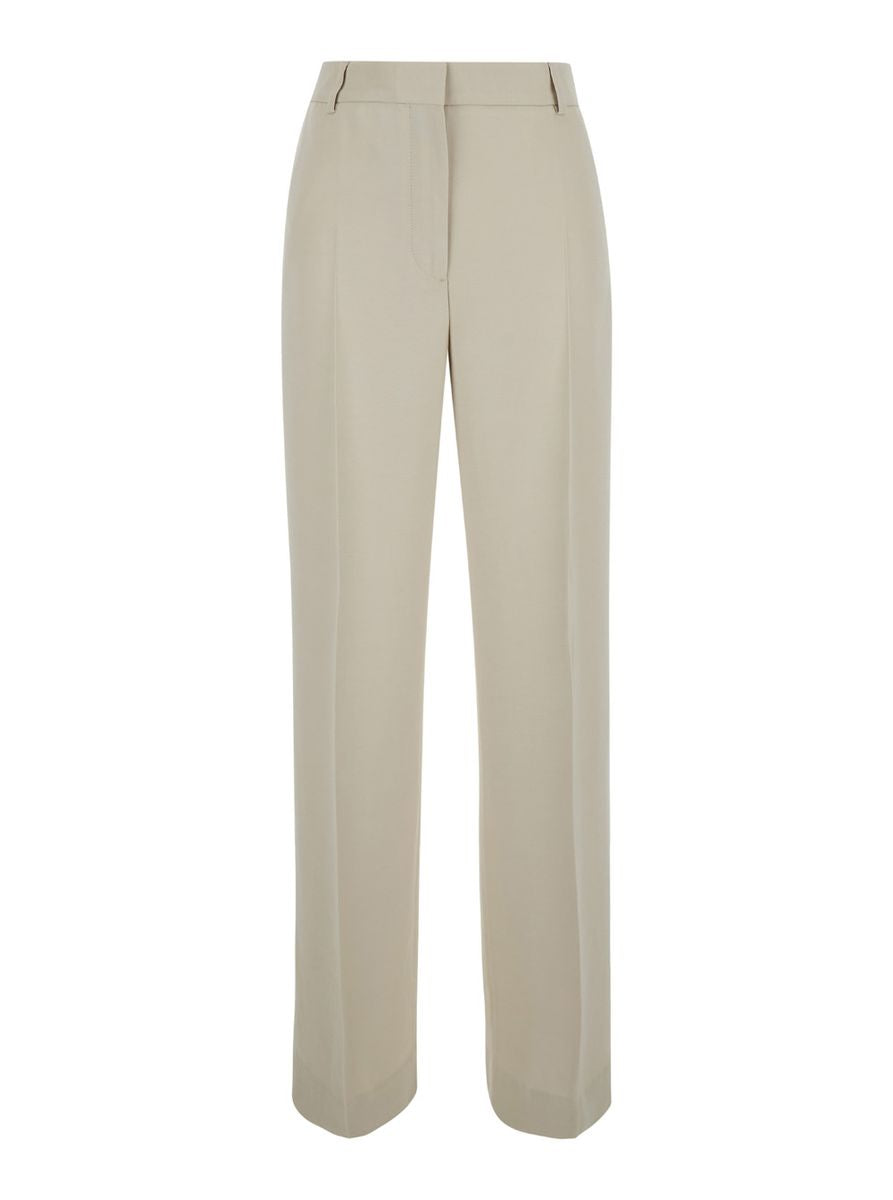 Beige Relaxes Tailored Trousers In Wool Blend Woman