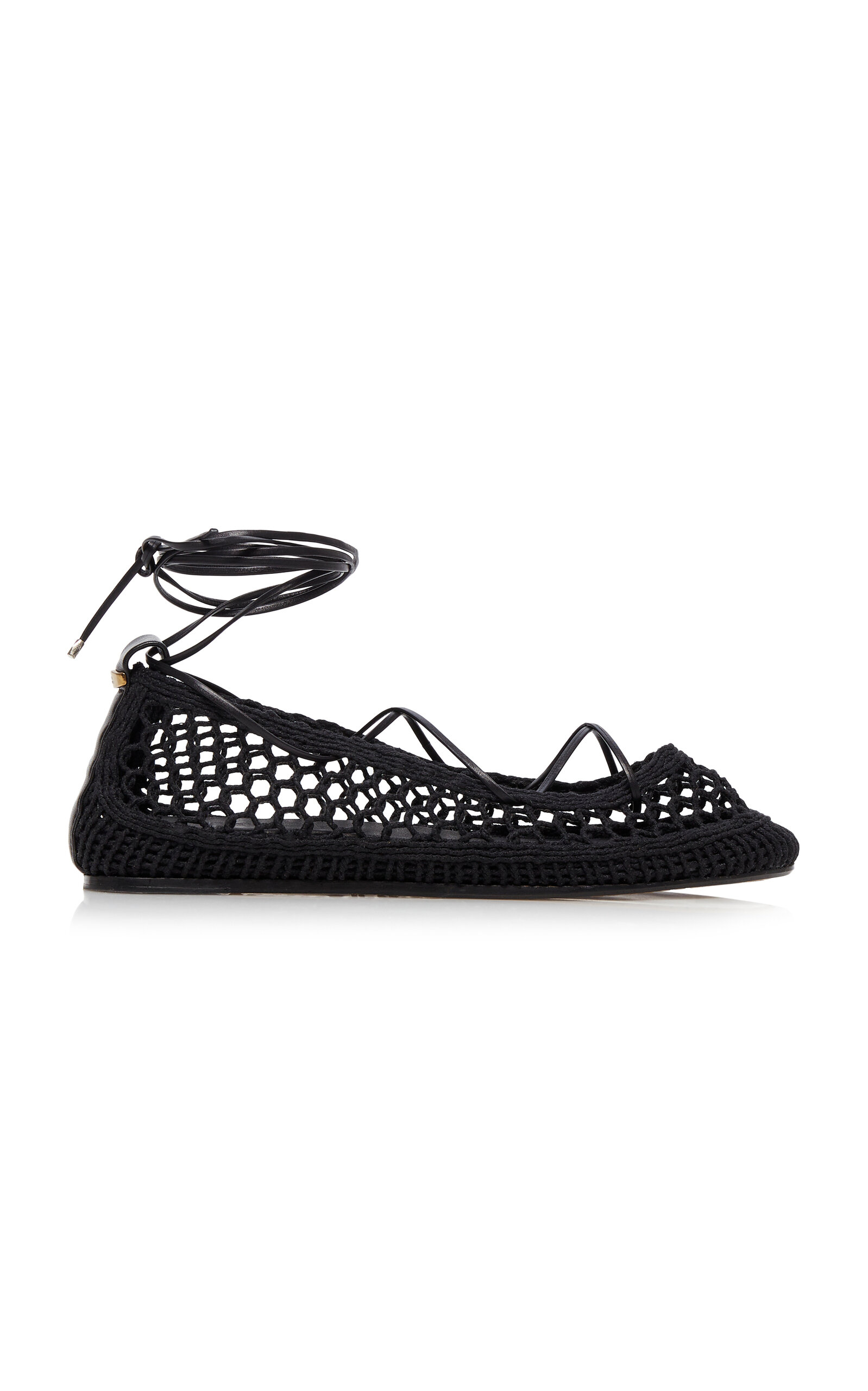 Belina Lace-Up Knit Ballet Flats - Black - FR 39 - Moda Operandi