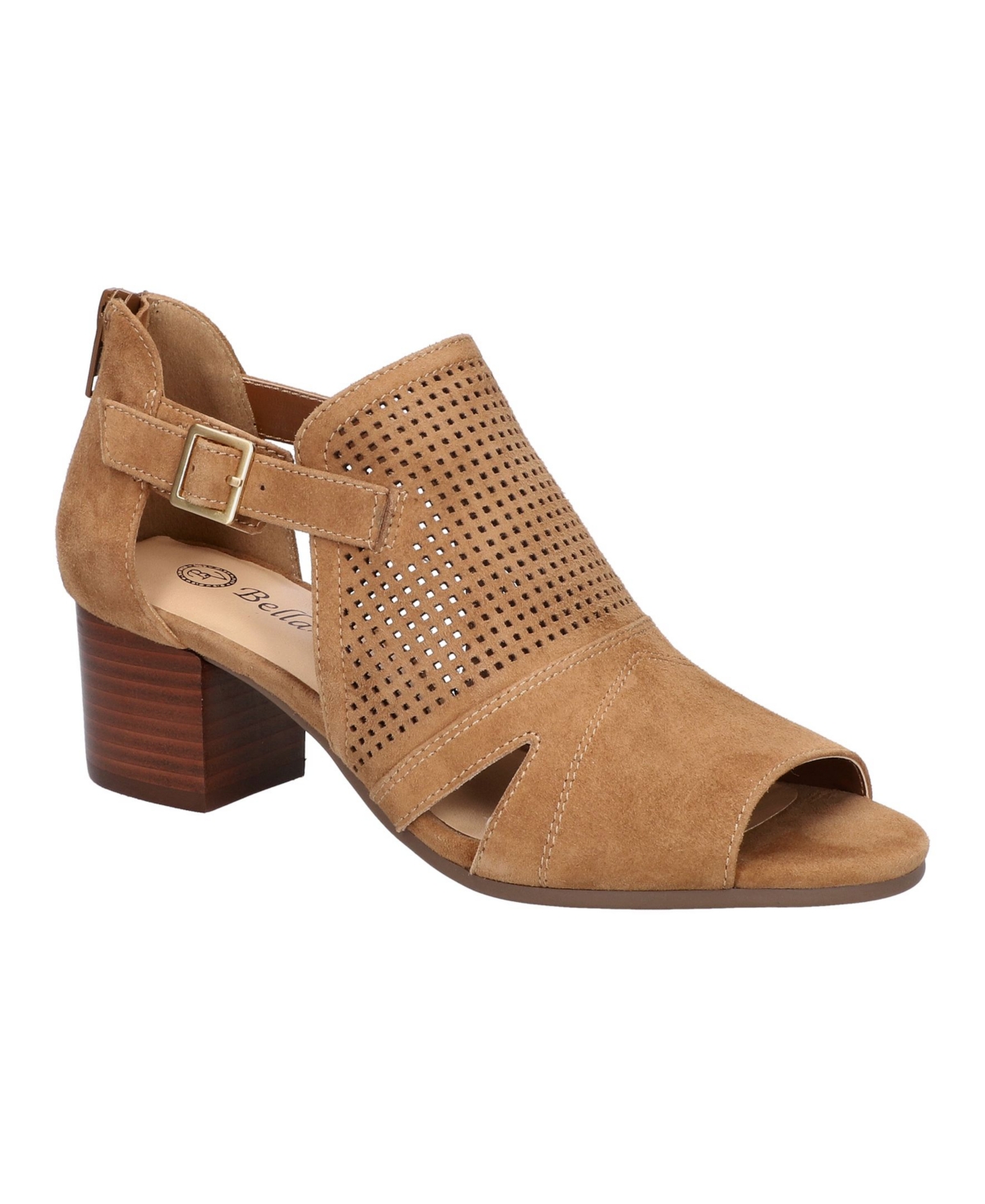 Bella Vita Women's Illiana Block Heeled Sandals - Dark Tan Suede Leather