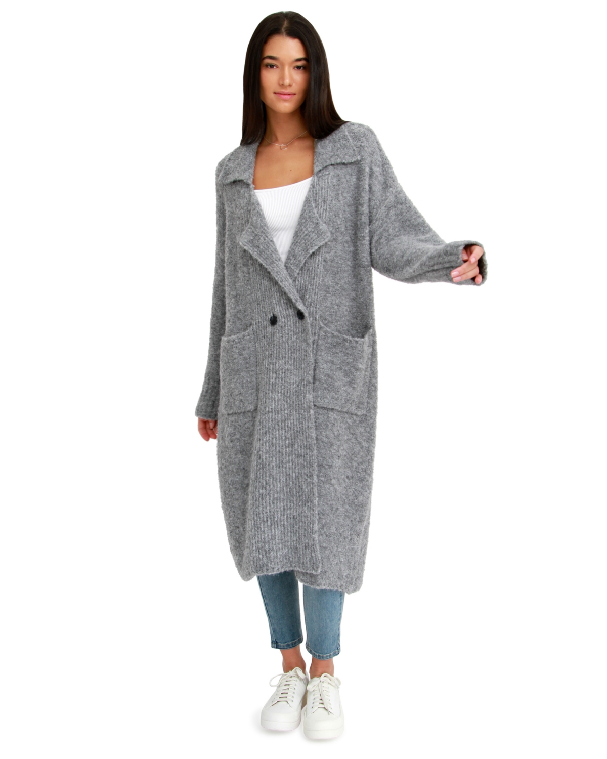 Belle & Bloom Born To Run Sustainable Sweater Coat - Grey