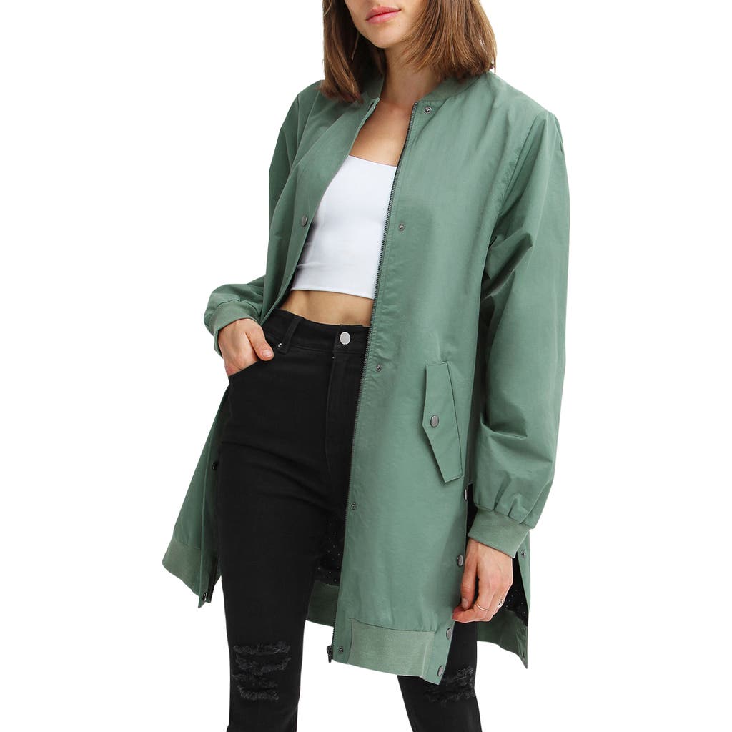 Belle & Bloom Chasing You Long Bomber Jacket in Military at Nordstrom, Size X-Small Au