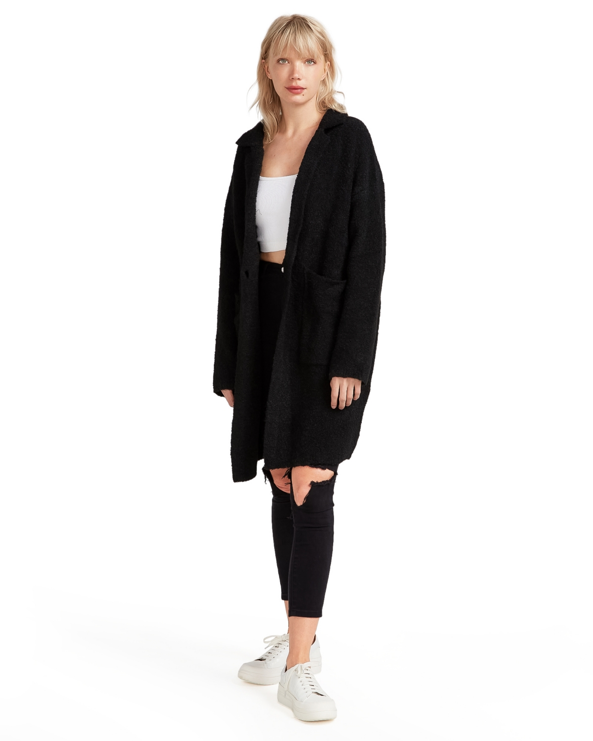 Belle & Bloom Days Go By Sustainable Blazer Cardigan - Black