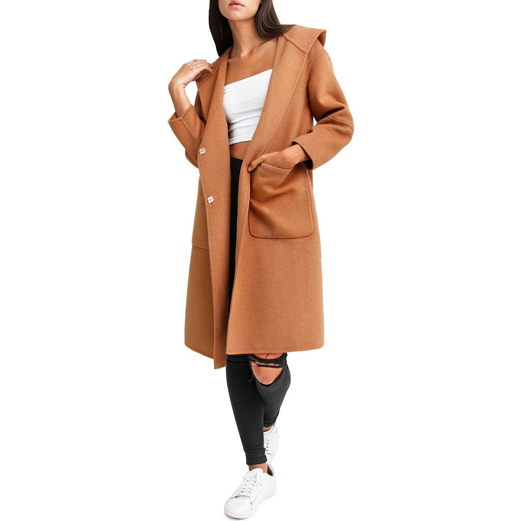 Belle & Bloom Walk This Way Wool Blend Oversized Coat in Camel at Nordstrom, Size X-Small