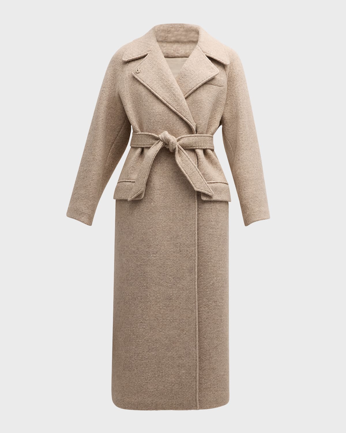 Belted Boucle Maxi Wrap Coat