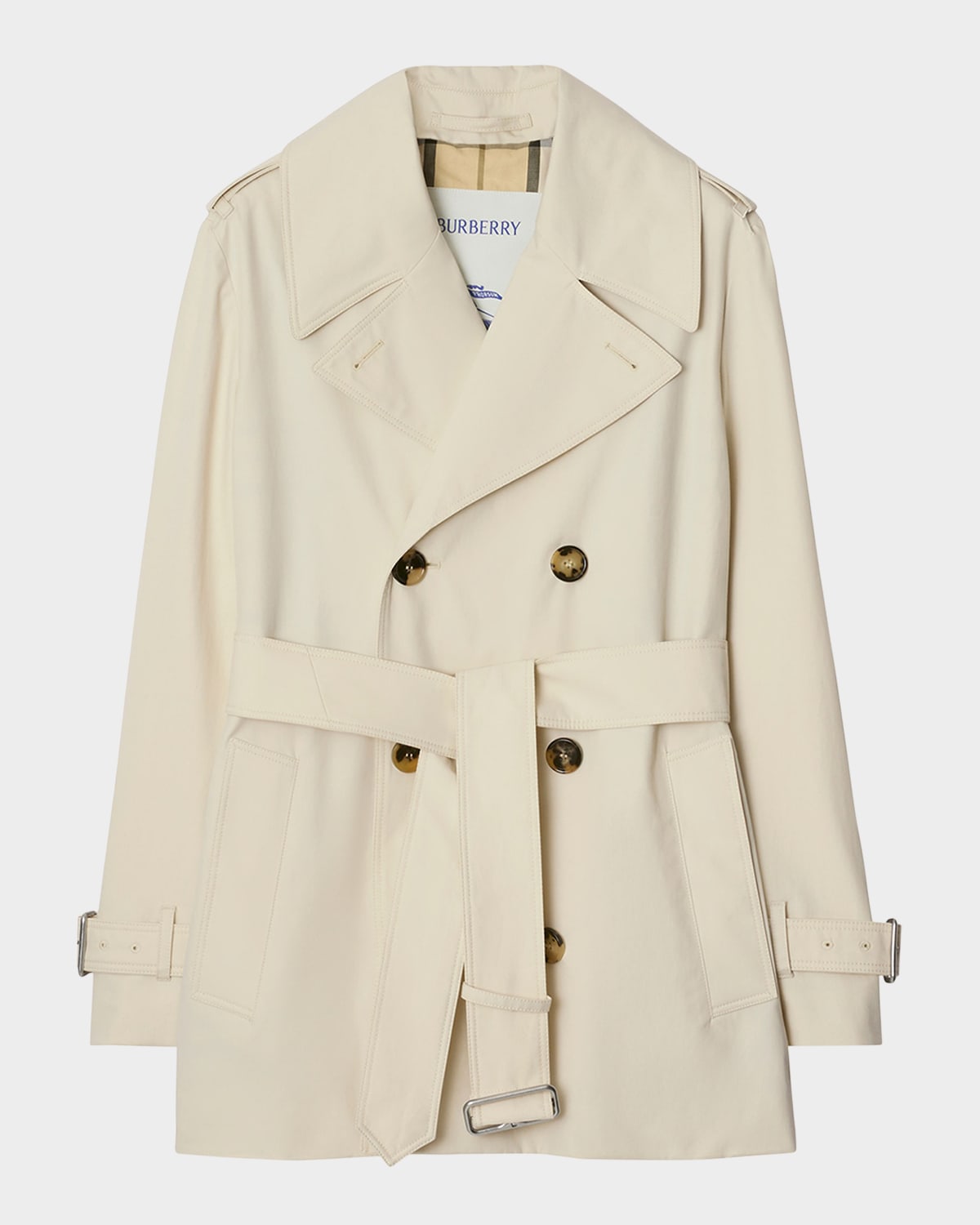 Belted Double-Breasted Short Trench Coat