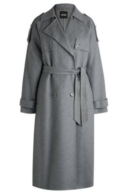 Belted trench coat in a wool blend- Silver Women's Formal Coats size 0