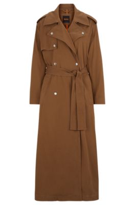 Belted trench coat with hardware trims- Brown Women's Formal Coats size 4