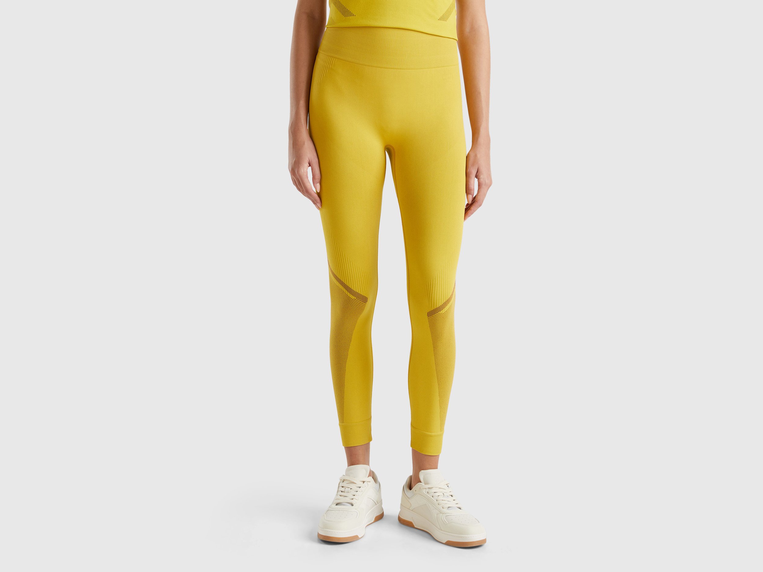 Benetton, Seamless Sports Leggings, size S, Yellow, Women