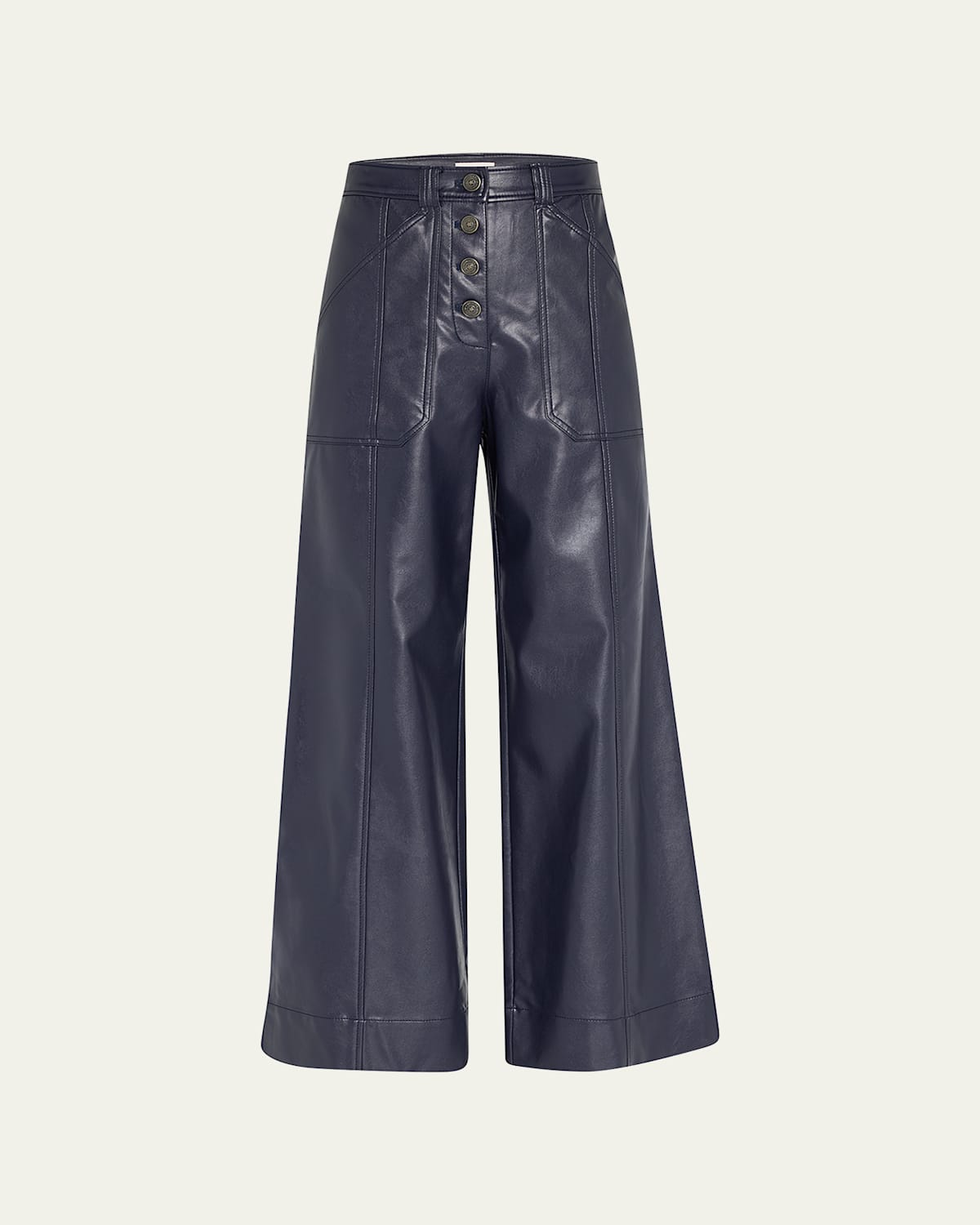 Benji Cropped Wide-Leg Faux-Leather Pants