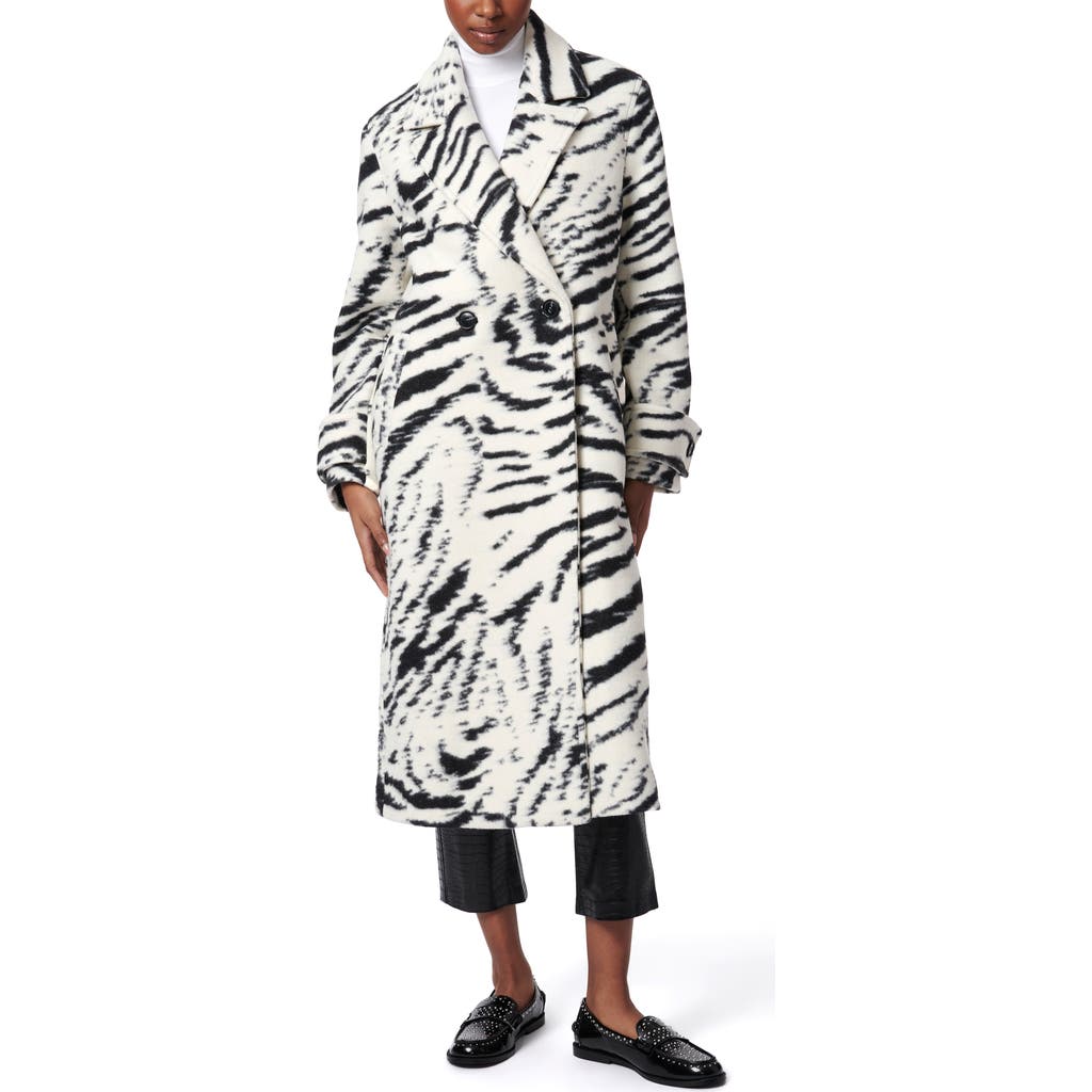 Bernardo Bengal Tiger Stripe Double-Breasted Coat in Black/White at Nordstrom, Size X-Small