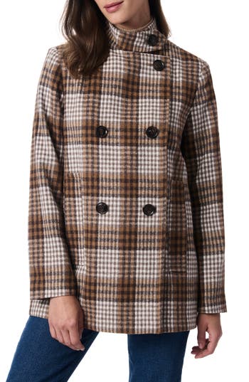 Bernardo Plaid Swing Coat in Camel/Dark Brown Plaid at Nordstrom Rack, Size Xx-Large