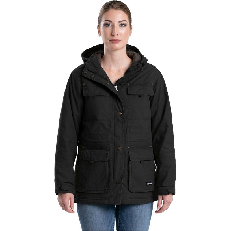 Berne Women's Softstone Washed Duck Utility Coat Black, Large - Women's Athletic Jackets at Academy Sports