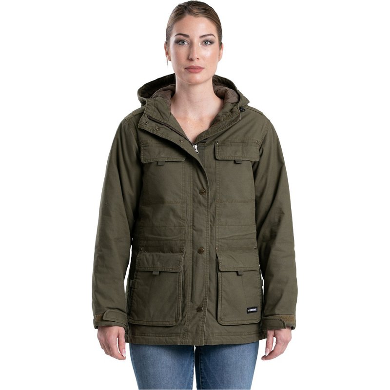 Berne Women's Softstone Washed Duck Utility Coat Cedar Green, X-Large - Women's Athletic Jackets at Academy Sports