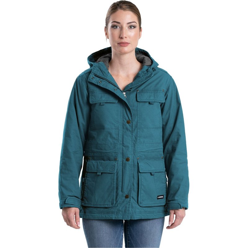 Berne Women's Softstone Washed Duck Utility Coat Steel Blue, Large - Women's Athletic Jackets at Academy Sports