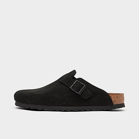 Birkenstock Women's Boston Soft Footbed Clogs in Black/Black Size 6.0 Leather/Suede