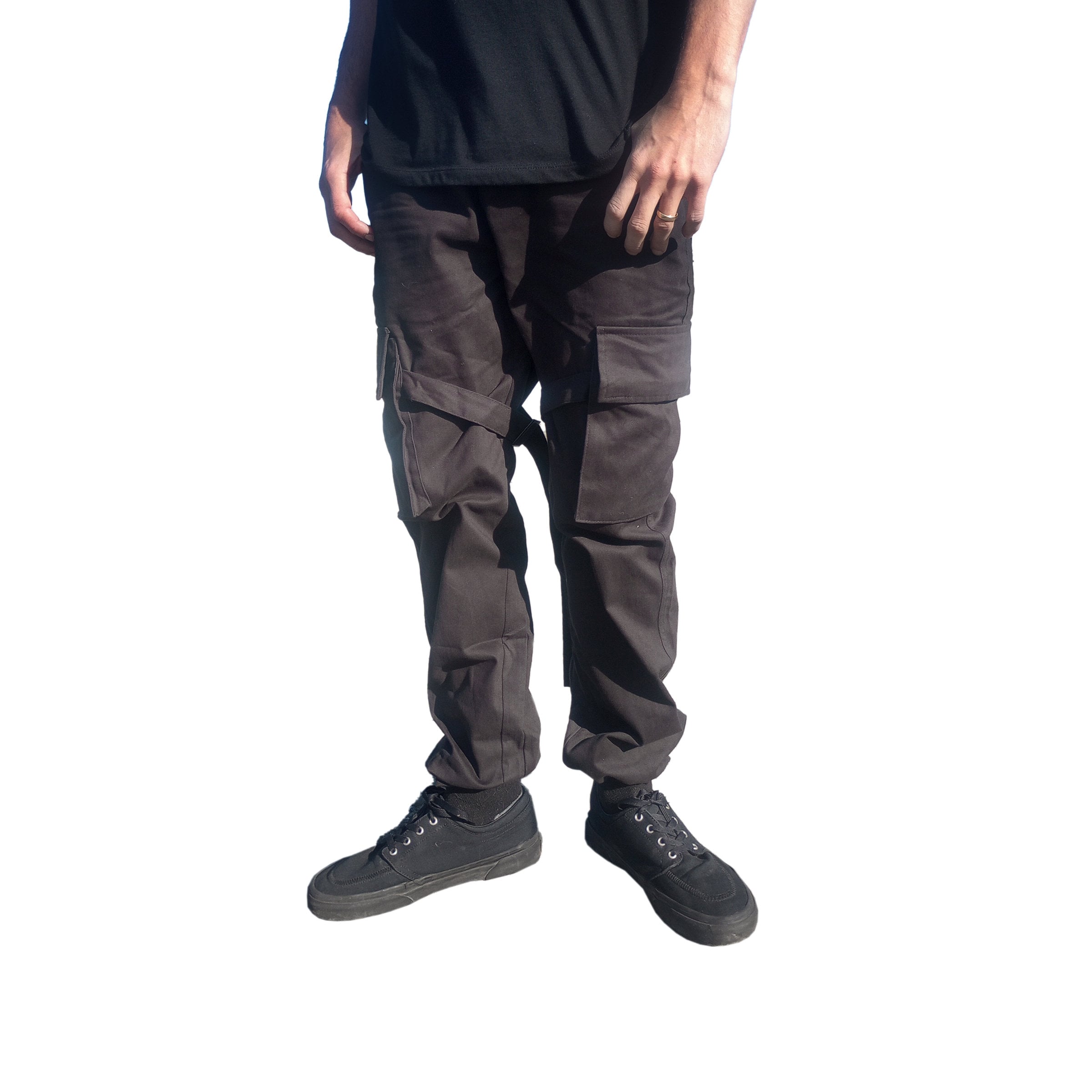 Black Cyberpunk Tech Wear Cargo Pants Streetwear Joggers