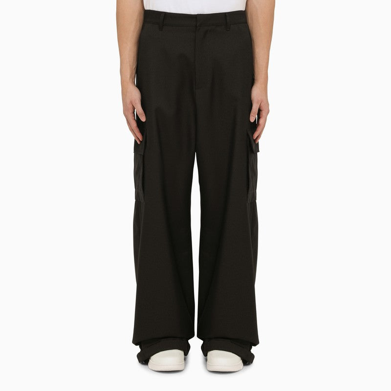 Black Denim Cargo Trousers