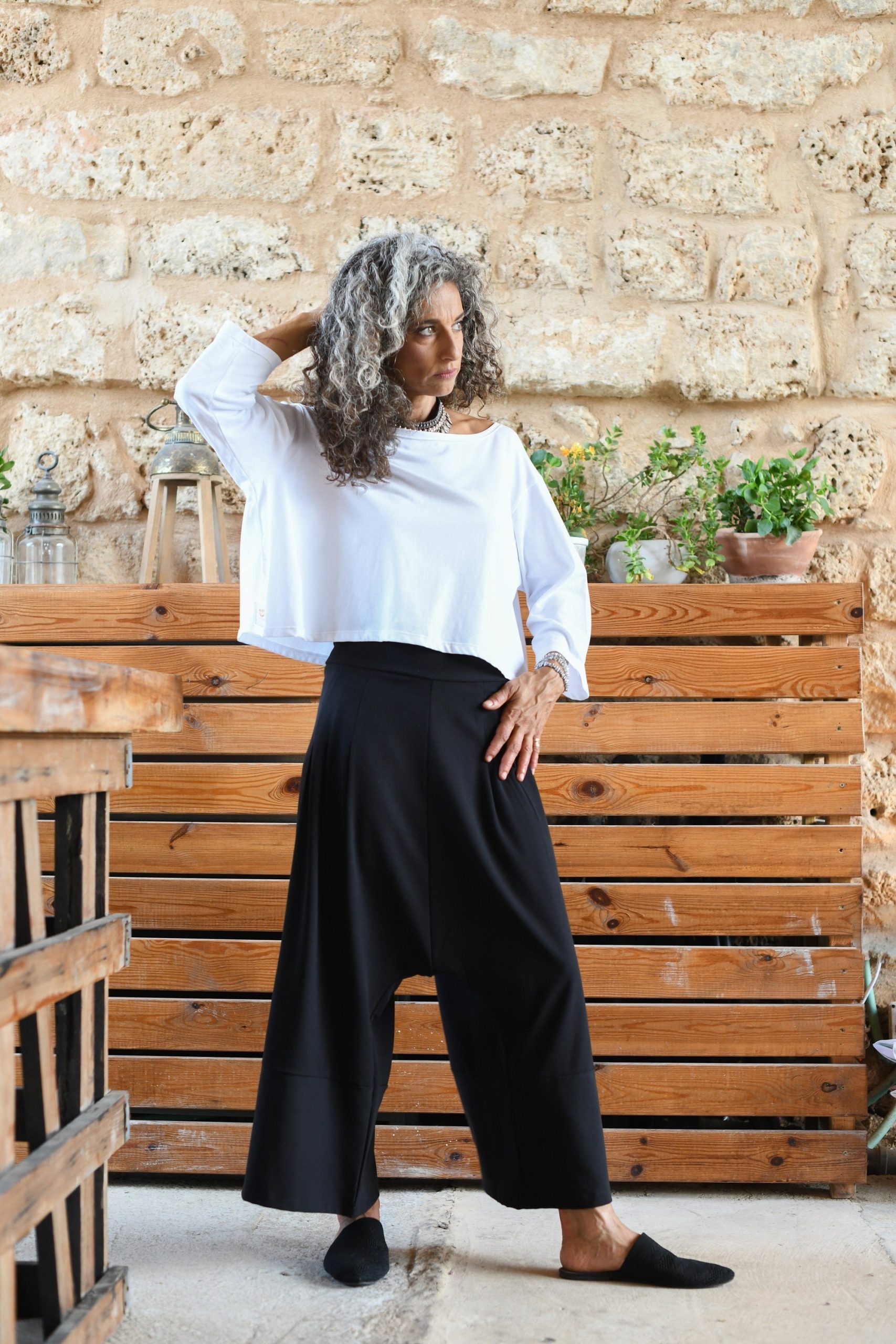 Black Designed Harem Pants, Women Wide Leg Tailored Trousers, Evening Palazzo Hippie Drop Crotch Special Occasion Pants