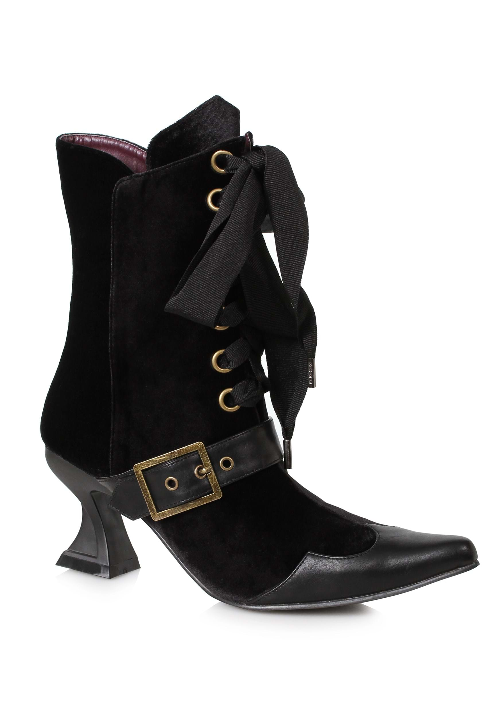 Black Heeled Velvet Women's Boots | Costume Boots